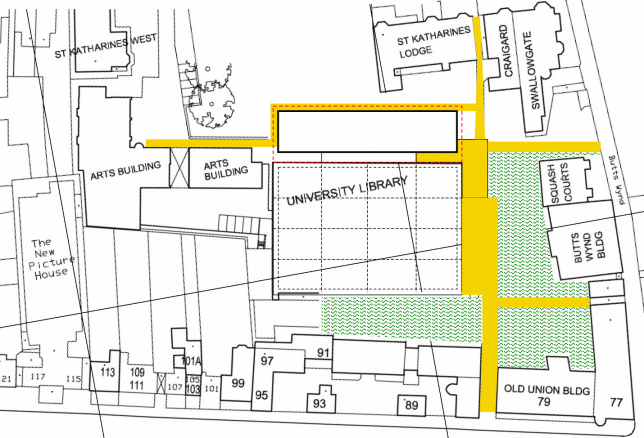Plan of proposed extension to the University Library 